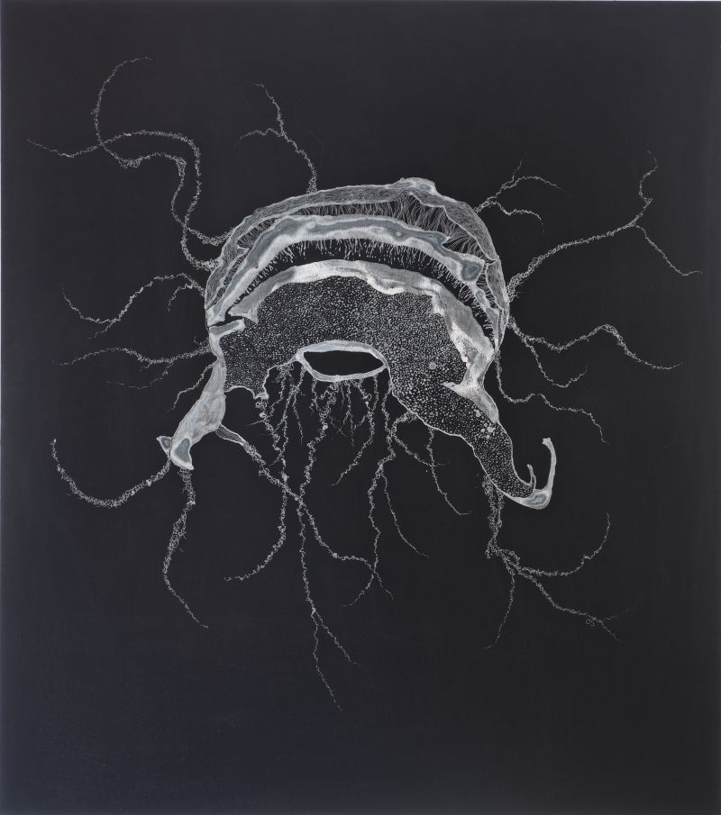 Tarnkappe Tusche Acryl 130x115cm 800